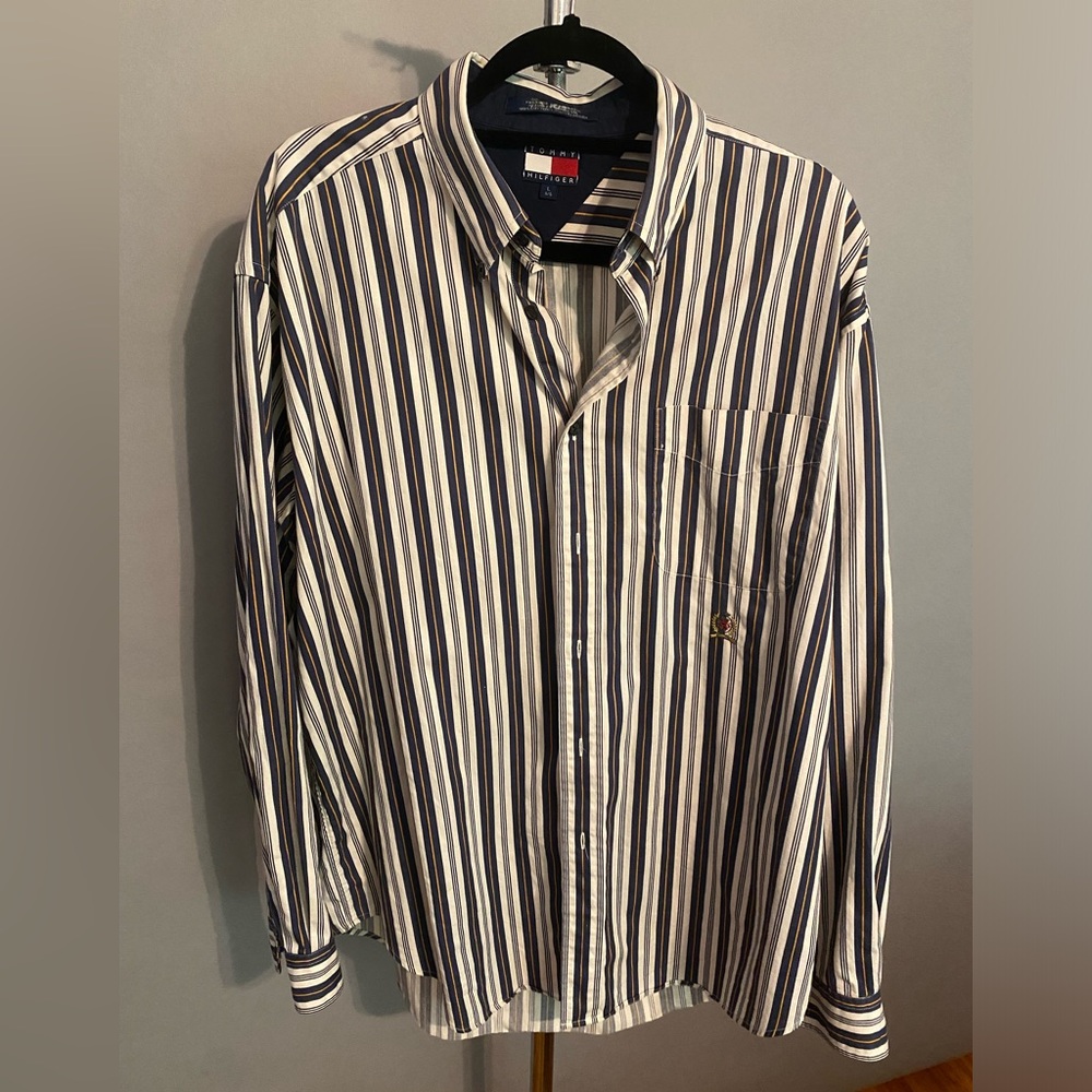 Vintage 90s Tommy Hilfiger Striped Shirt Large